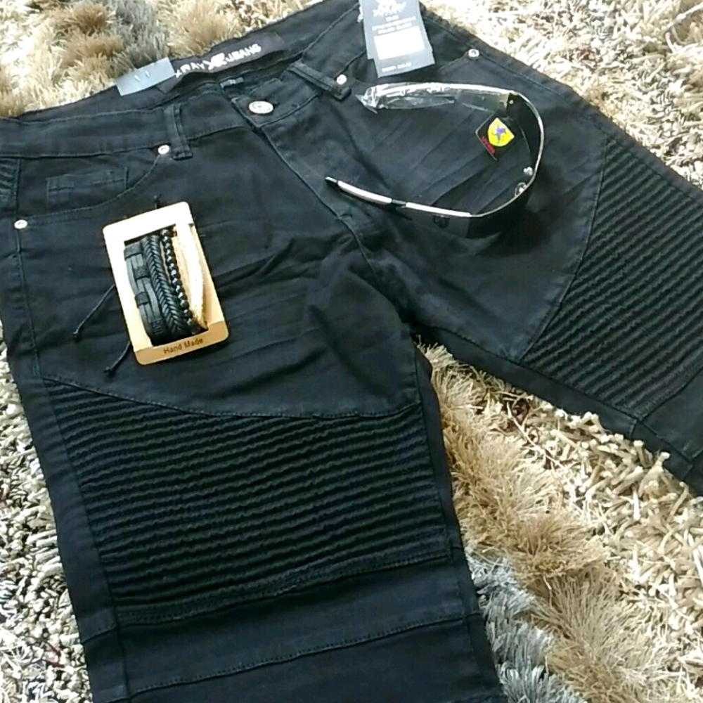 XRAY BLACK MOTO STRETCH JEAN SHORTS PLUS BONUSES